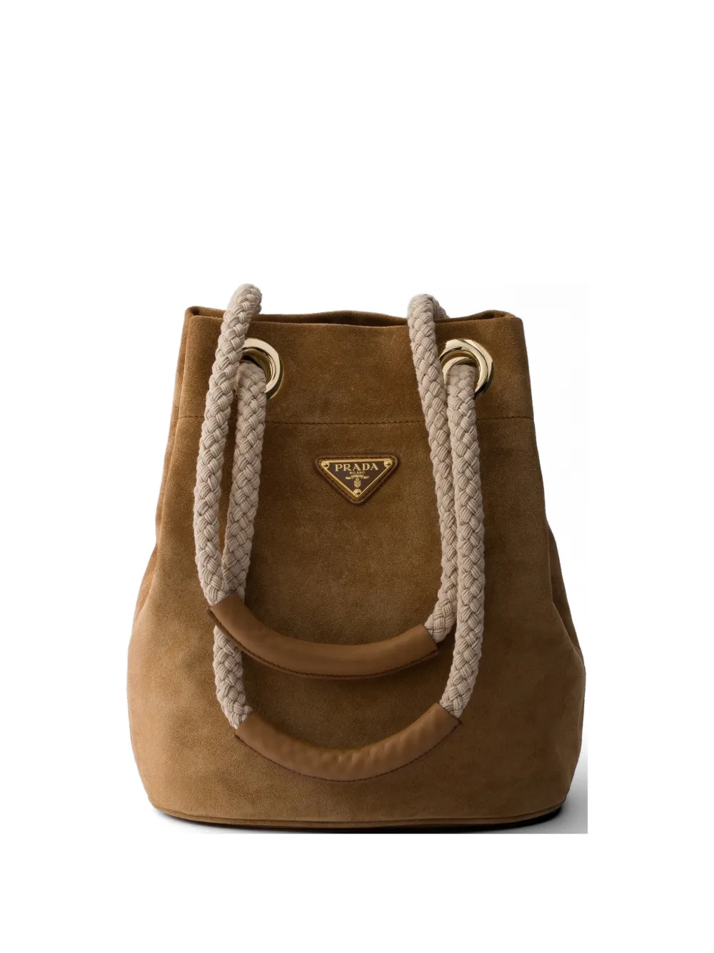 Prada medium suede bucket bag - Marrone