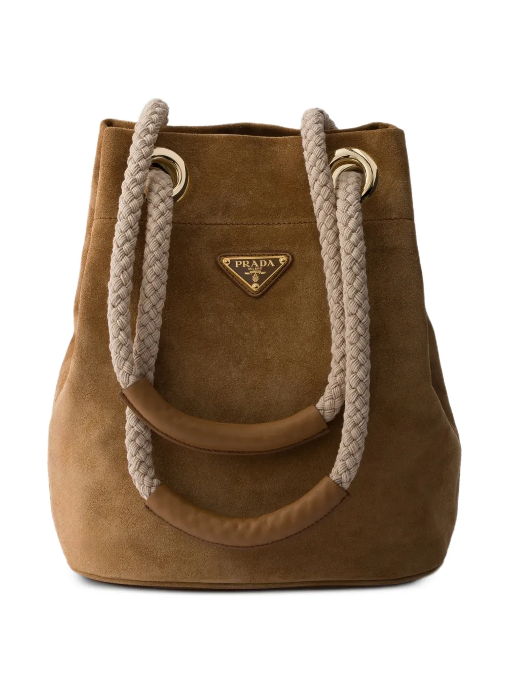 Prada medium suede bucket bag - Marrone