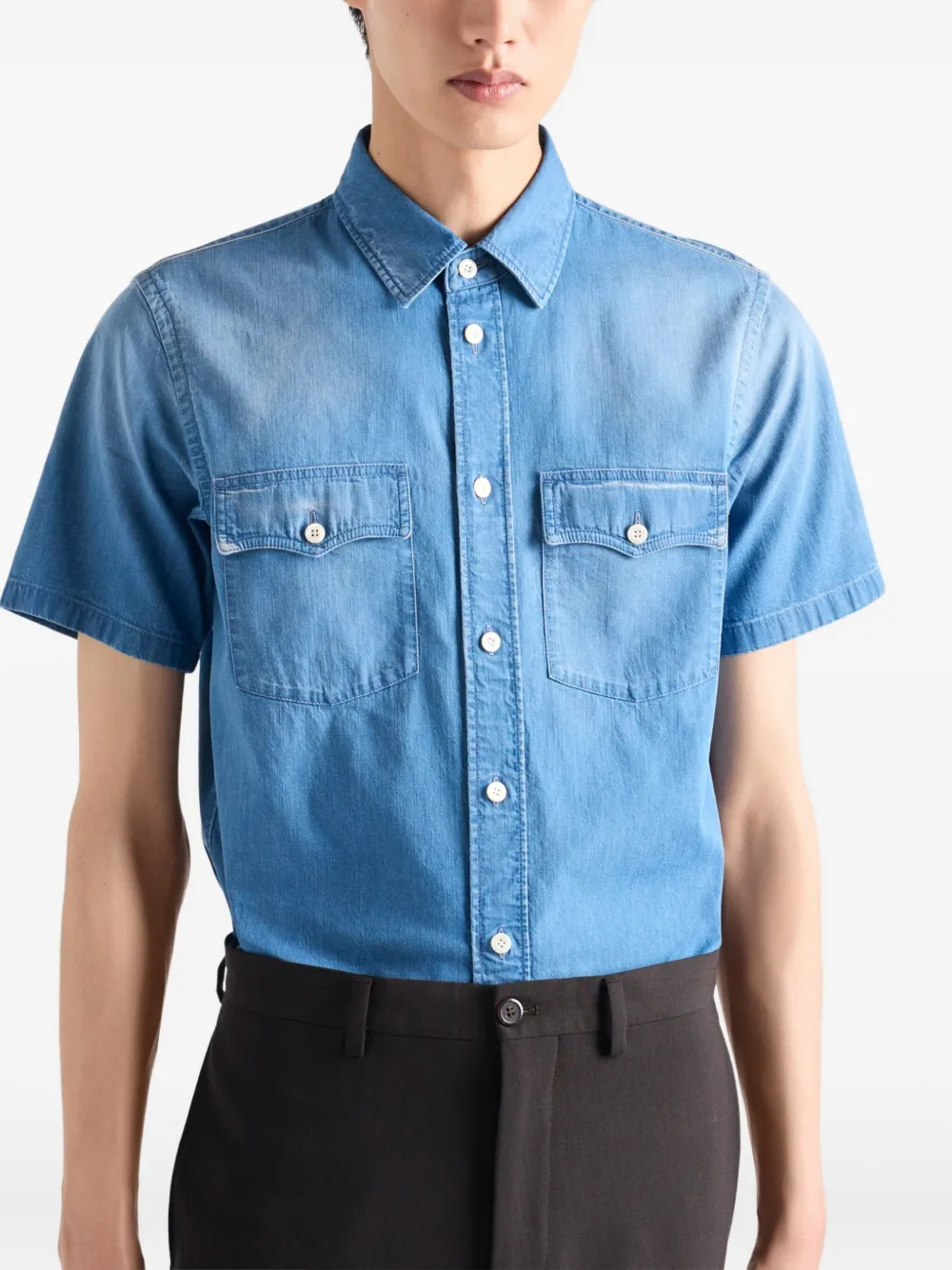 Prada Gebleekt denim overhemd Blauw