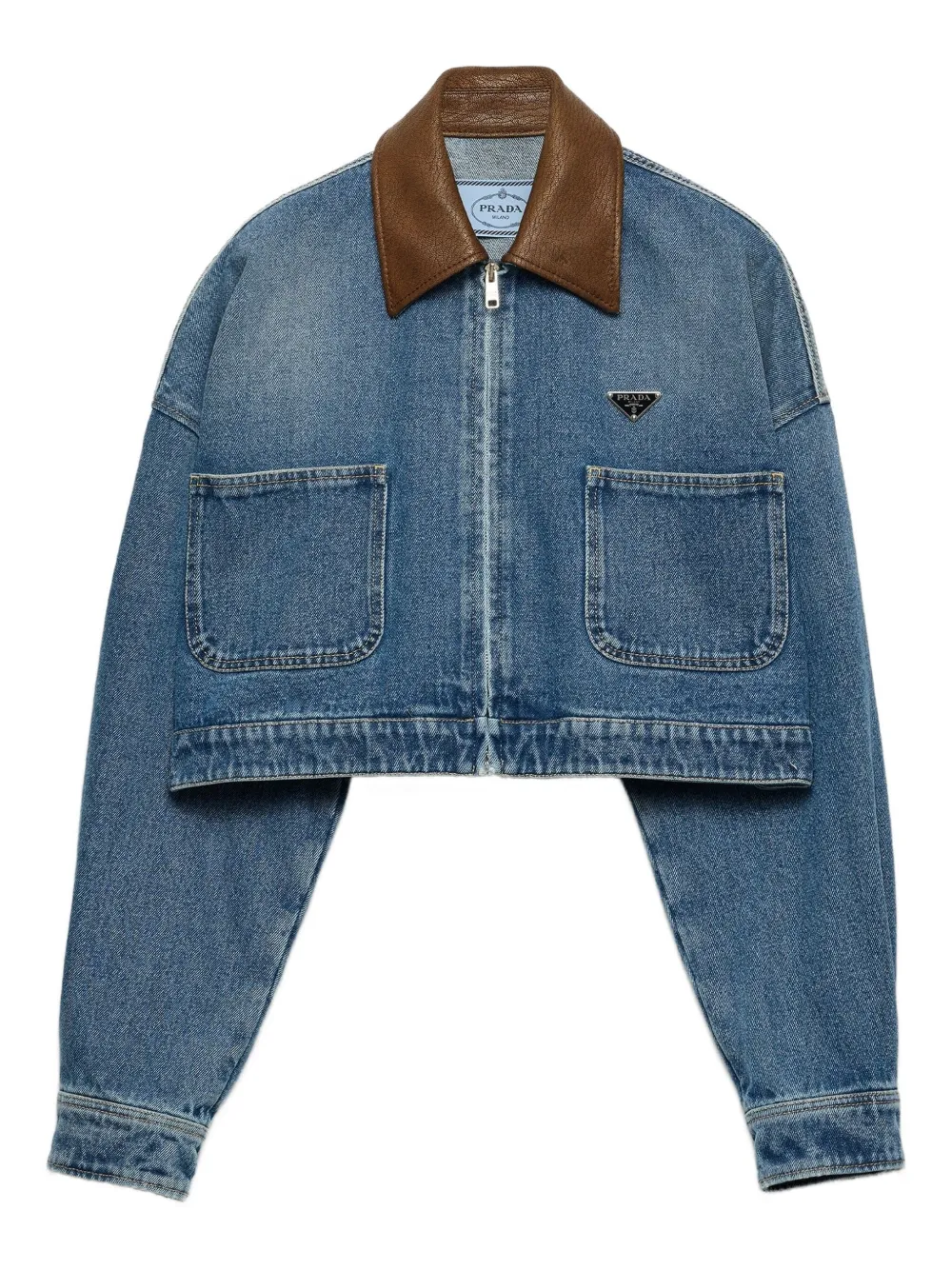 Prada Cropped denim jacket Blauw