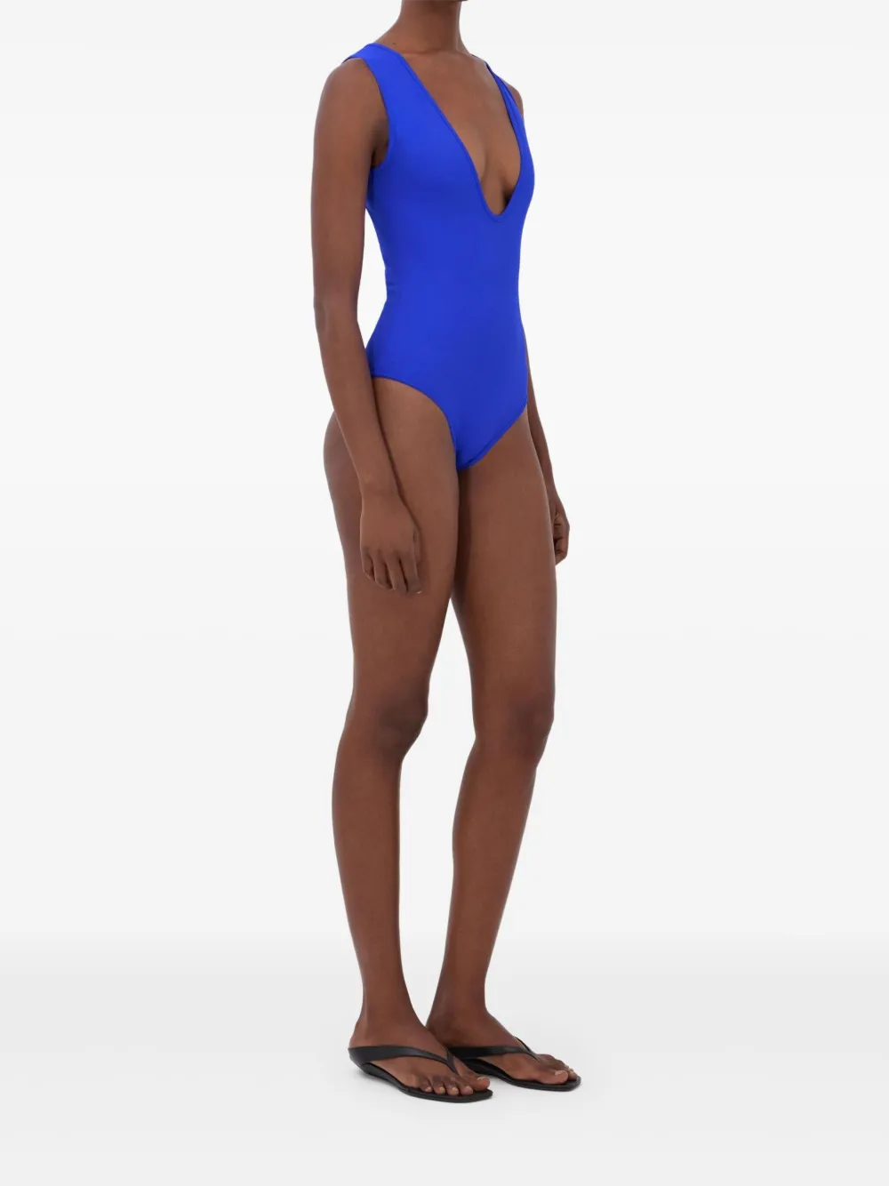 Loulou De Saison Plunging Scoop-neck Swimsuit In Blue