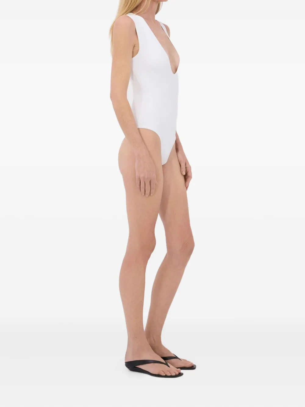 Loulou De Saison Gianna Scoop-neck Swimsuit In White