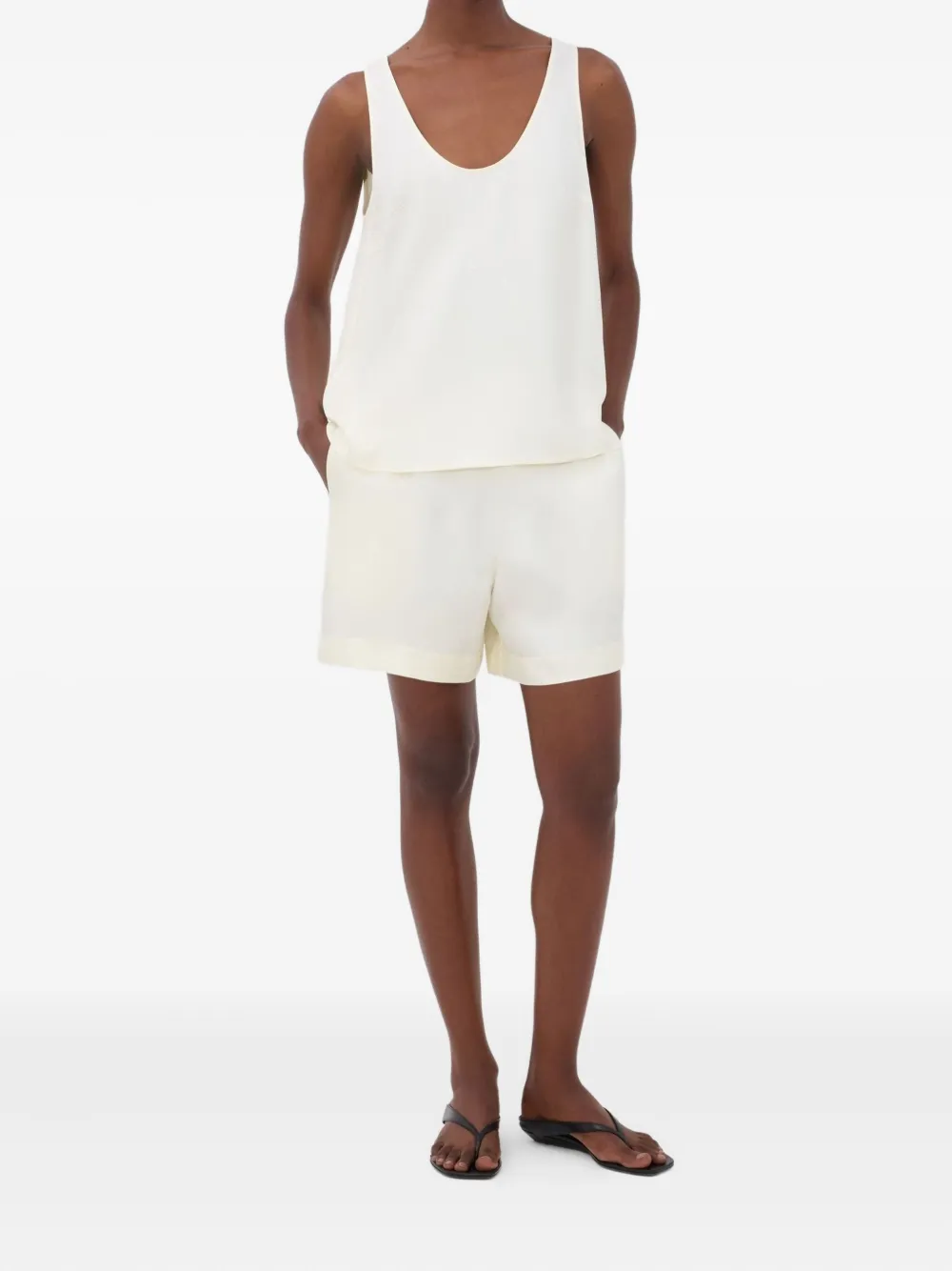 LouLou de Saison Gaby mouwloze top met diepe ronde hals - Wit