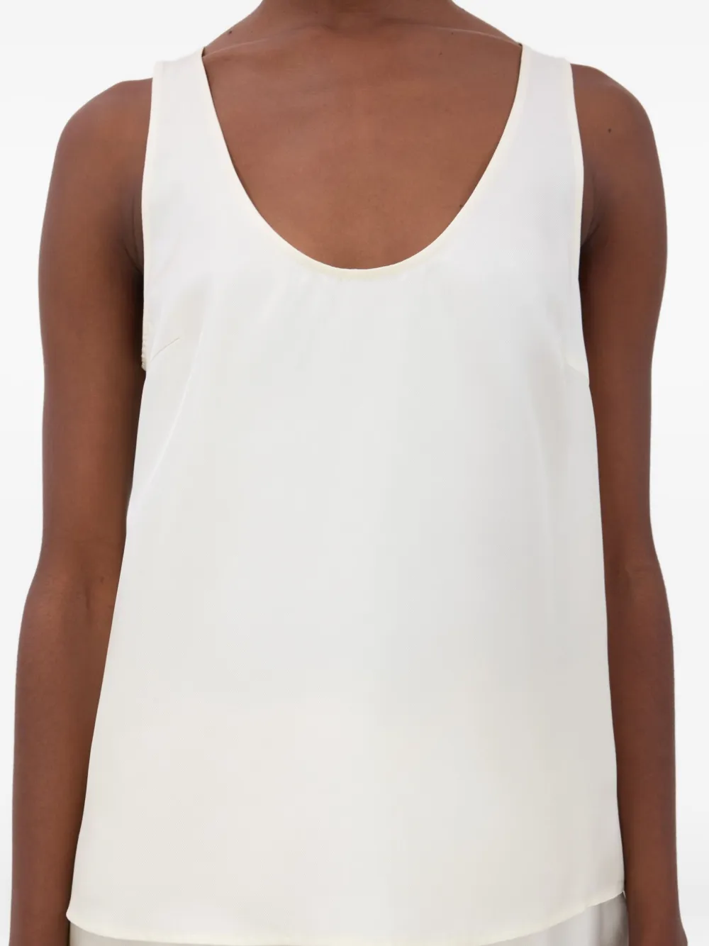 LouLou de Saison Gaby mouwloze top met diepe ronde hals Wit