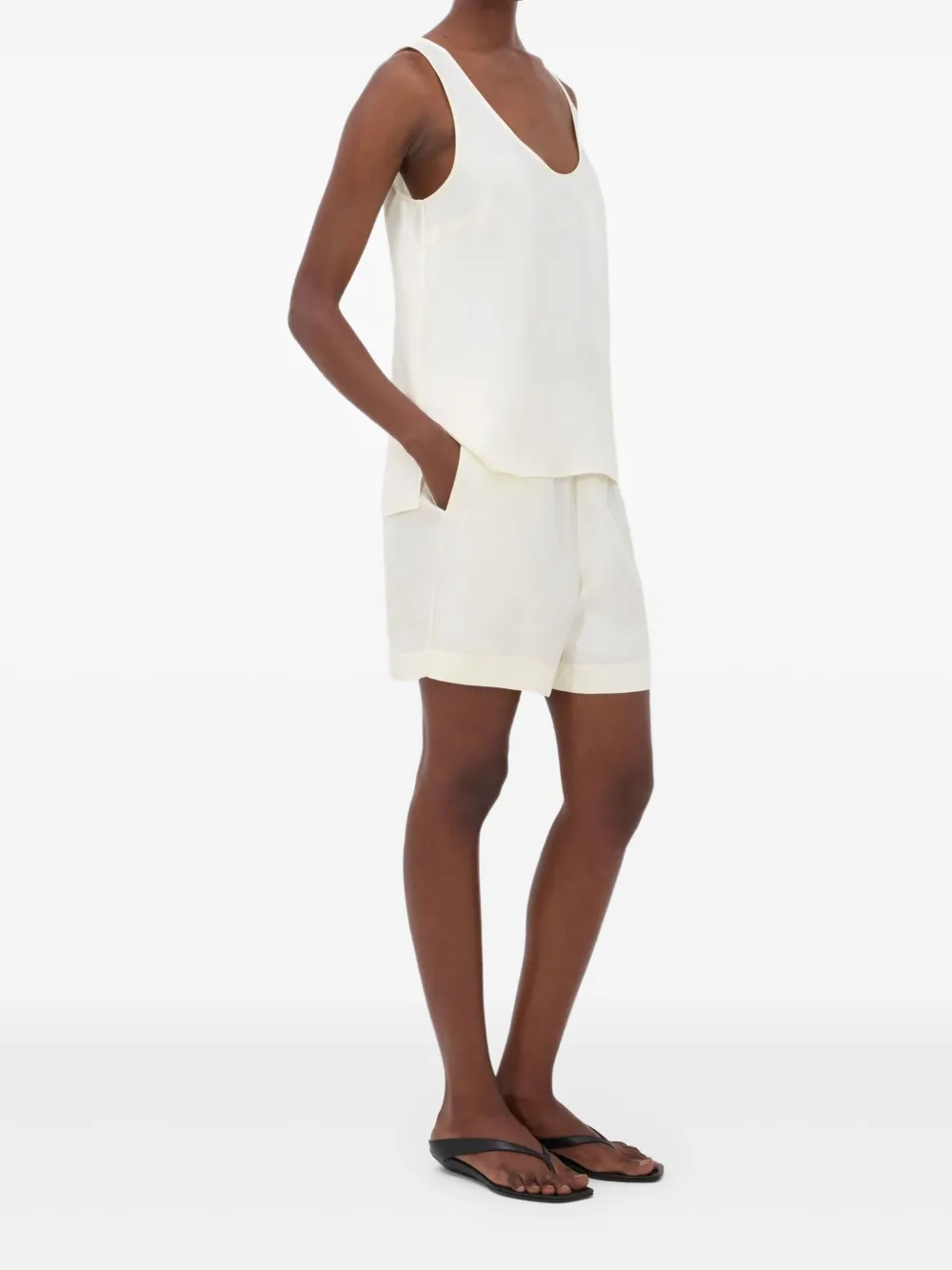 LouLou de Saison Gaby mouwloze top met diepe ronde hals Wit