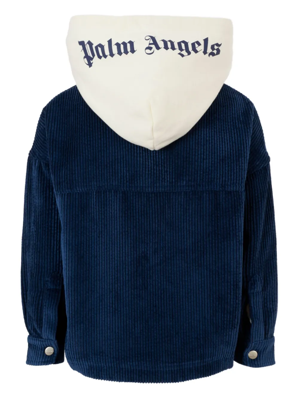 Palm Angels Kids corduroy hooded shirt Blauw