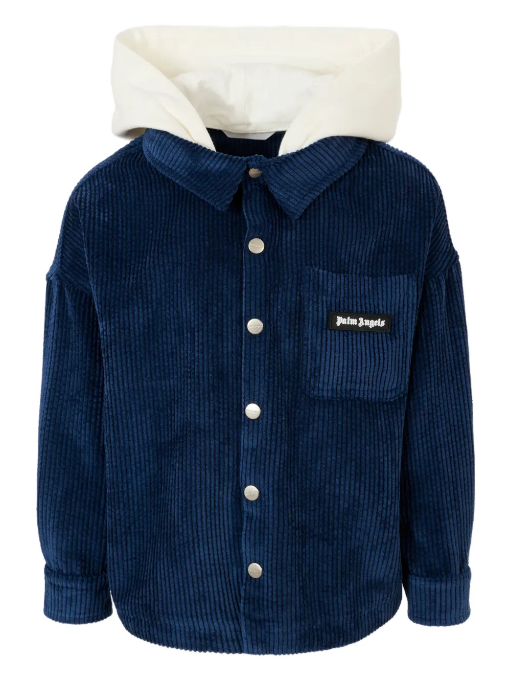 Palm Angels Kids corduroy hooded shirt Blauw