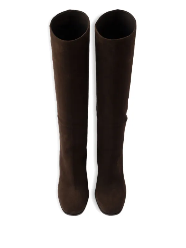 Prada 85mm Suede block-heel Boots | Brown | FARFETCH