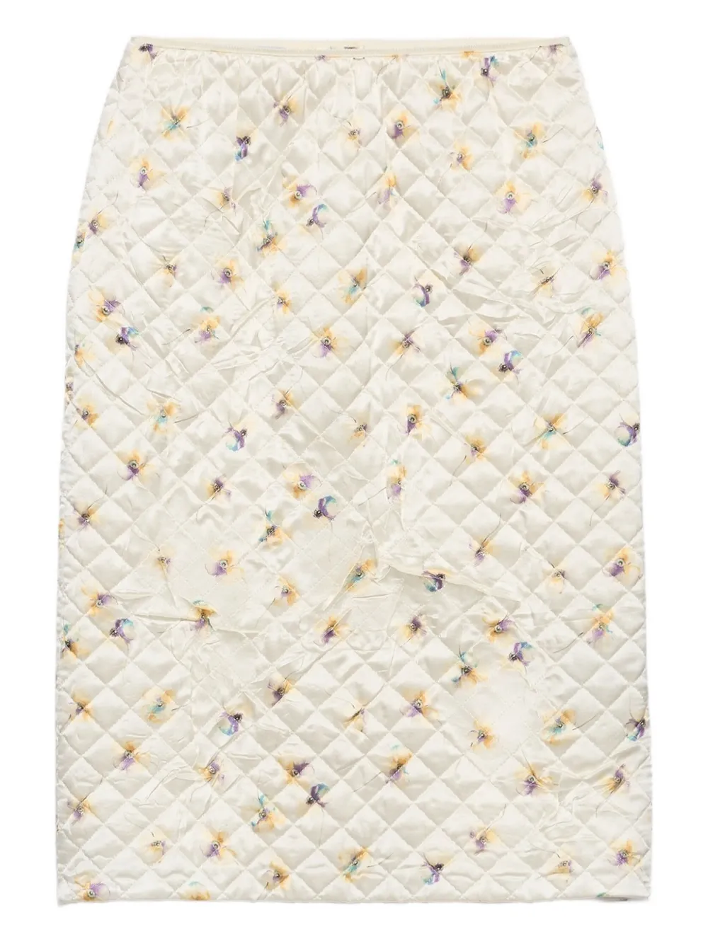 Prada Gewatteerde mini-rok met bloemenprint Beige