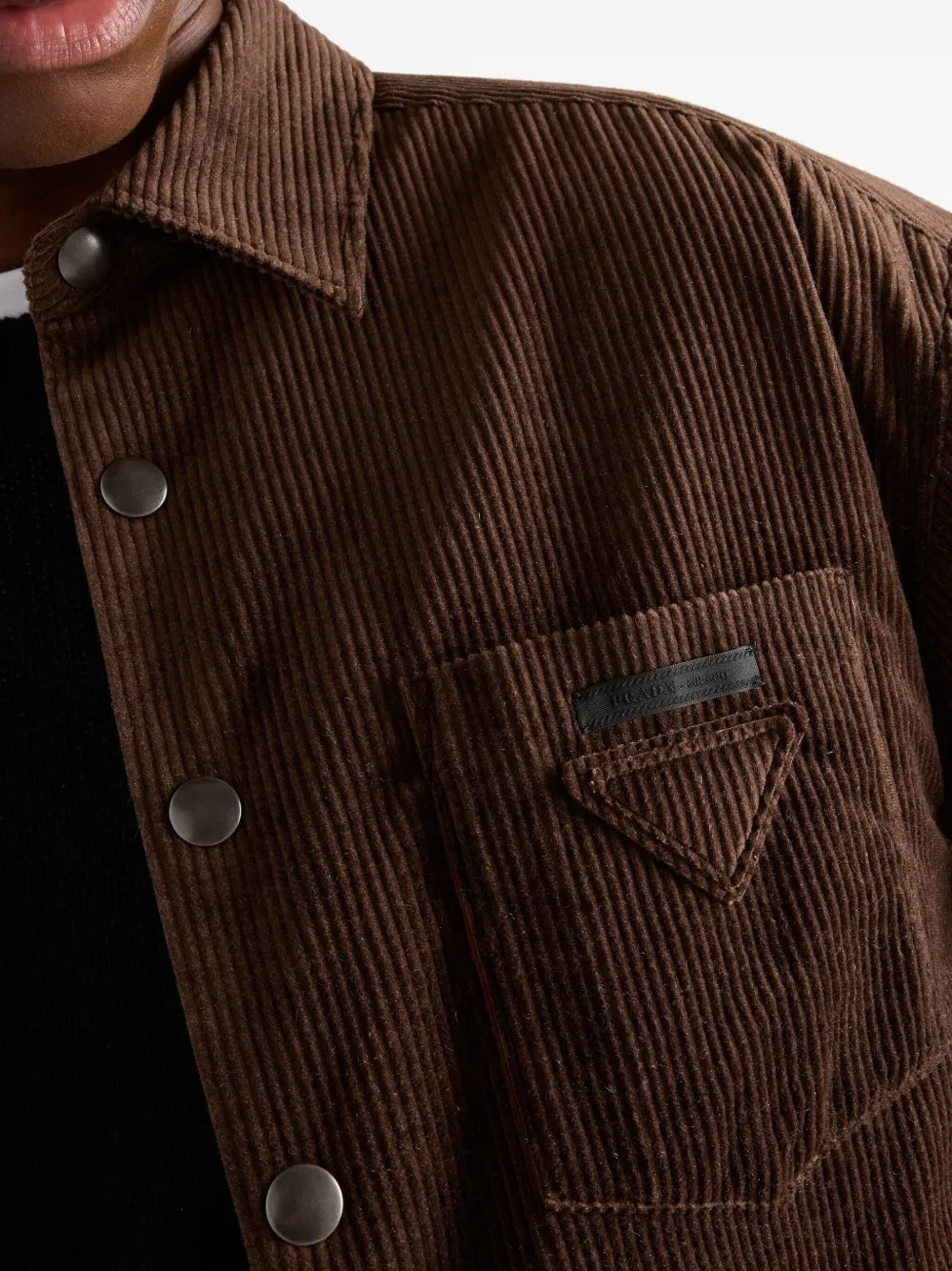 Prada Ribfluwelen overhemd met opgestikte zak Bruin