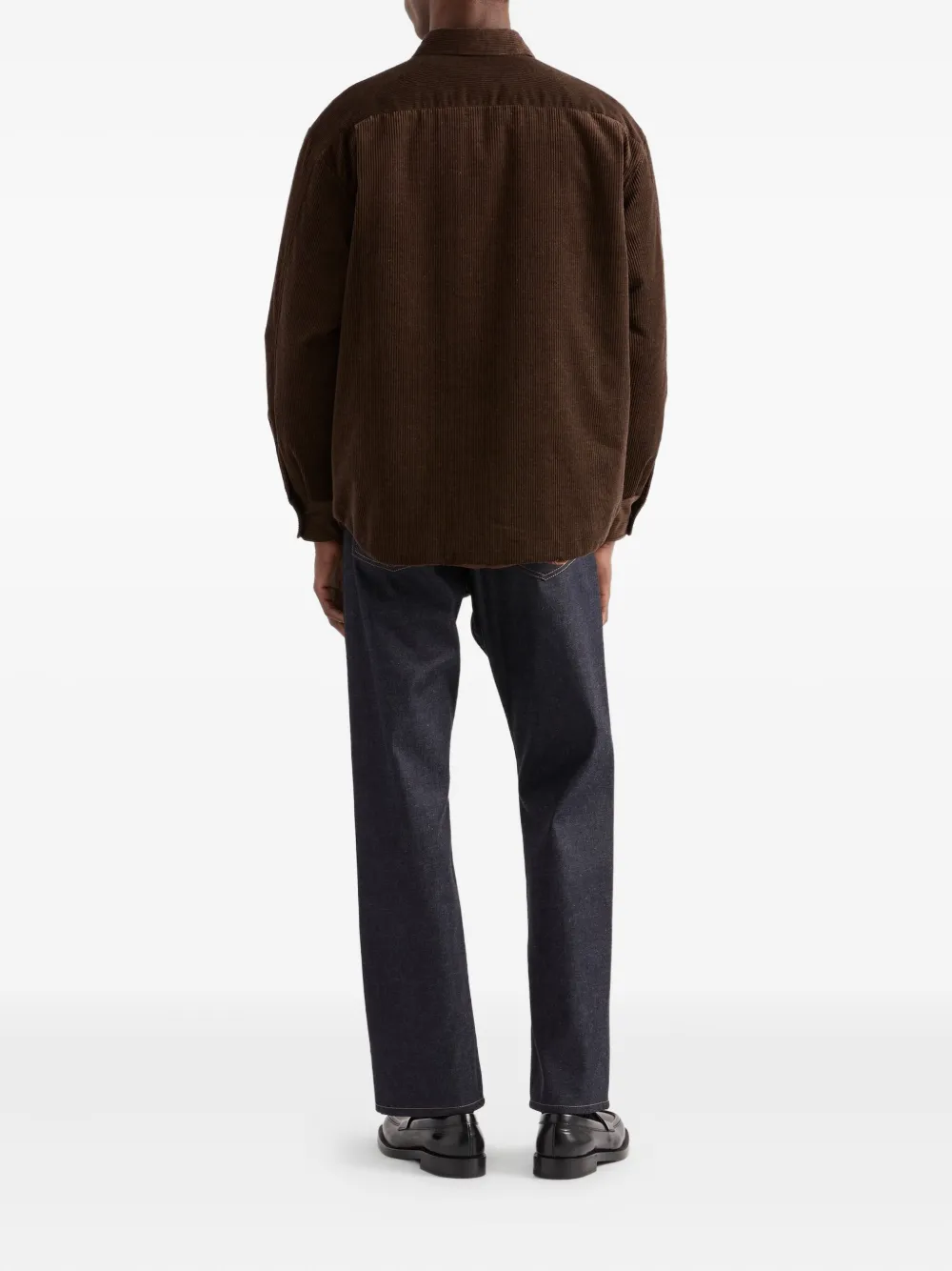 Prada Ribfluwelen overhemd met opgestikte zak Bruin