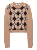 Prada argyle-pattern crew-neck sweater - Brown