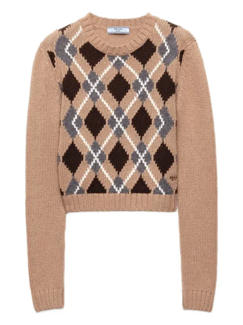 Prada argyle-pattern crew-neck sweater