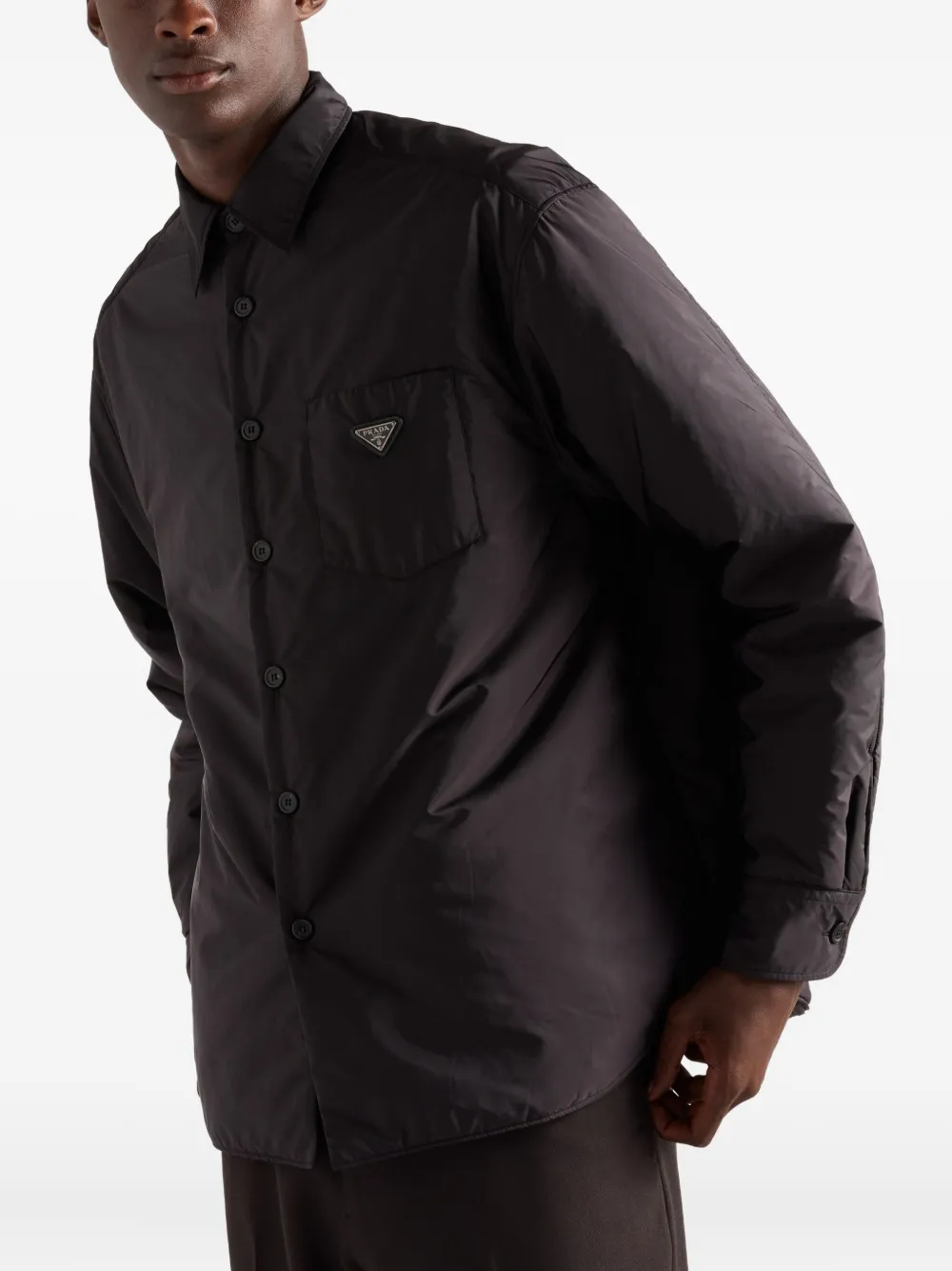 Prada Re-Nylon overhemd met logo Zwart