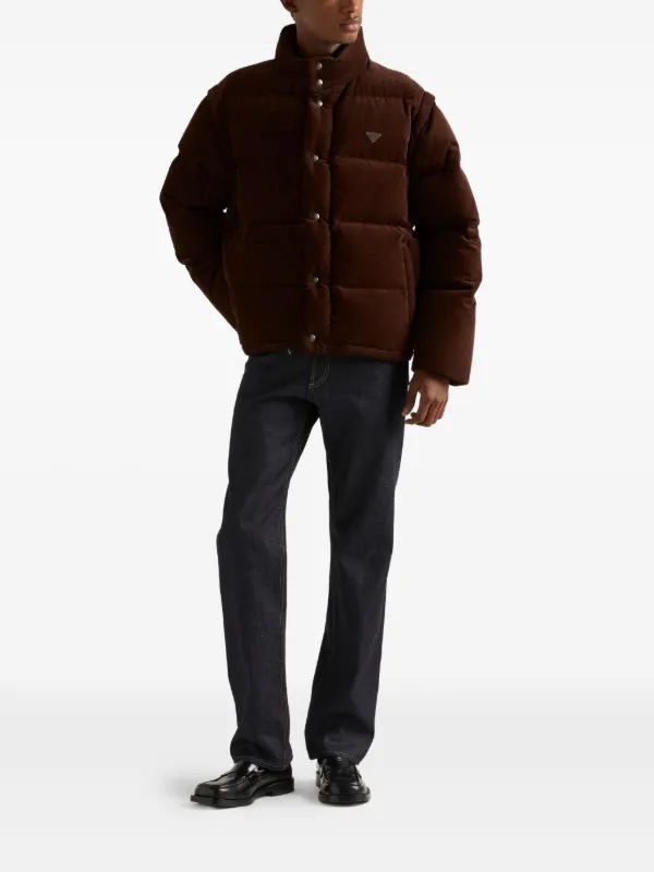 Prada Corduroy Quilted Jacket | Brown | FARFETCH