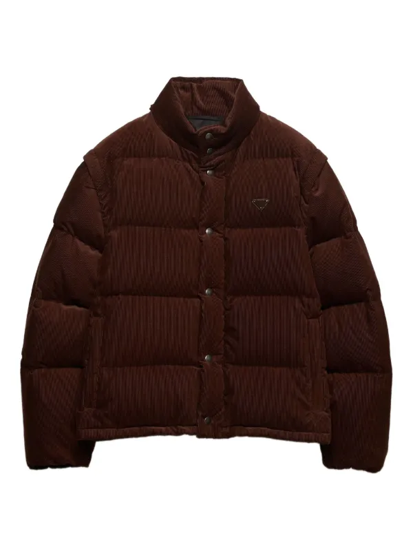 PRADA ダークブラウン ジャンパー Prada Gesteppte Jacke Aus Cord | Braun | FARFETCH DE