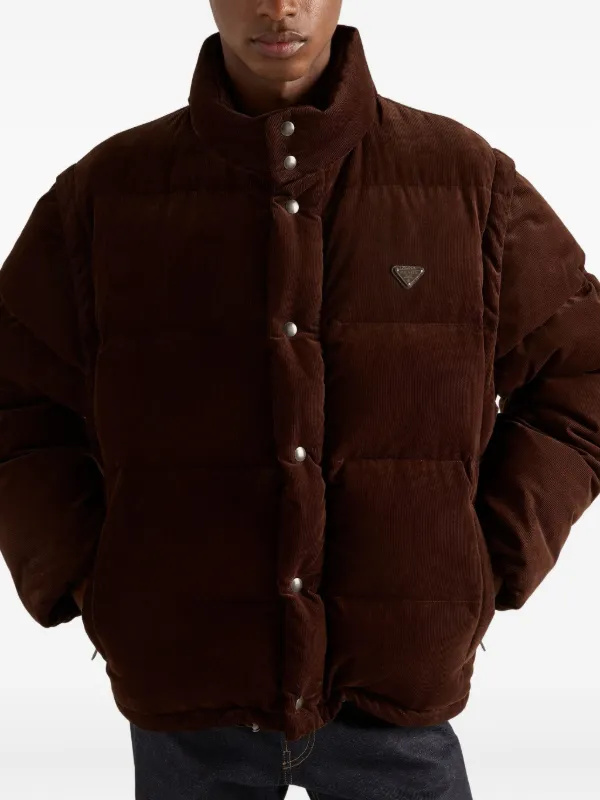 Prada Corduroy Quilted Jacket | Brown | FARFETCH
