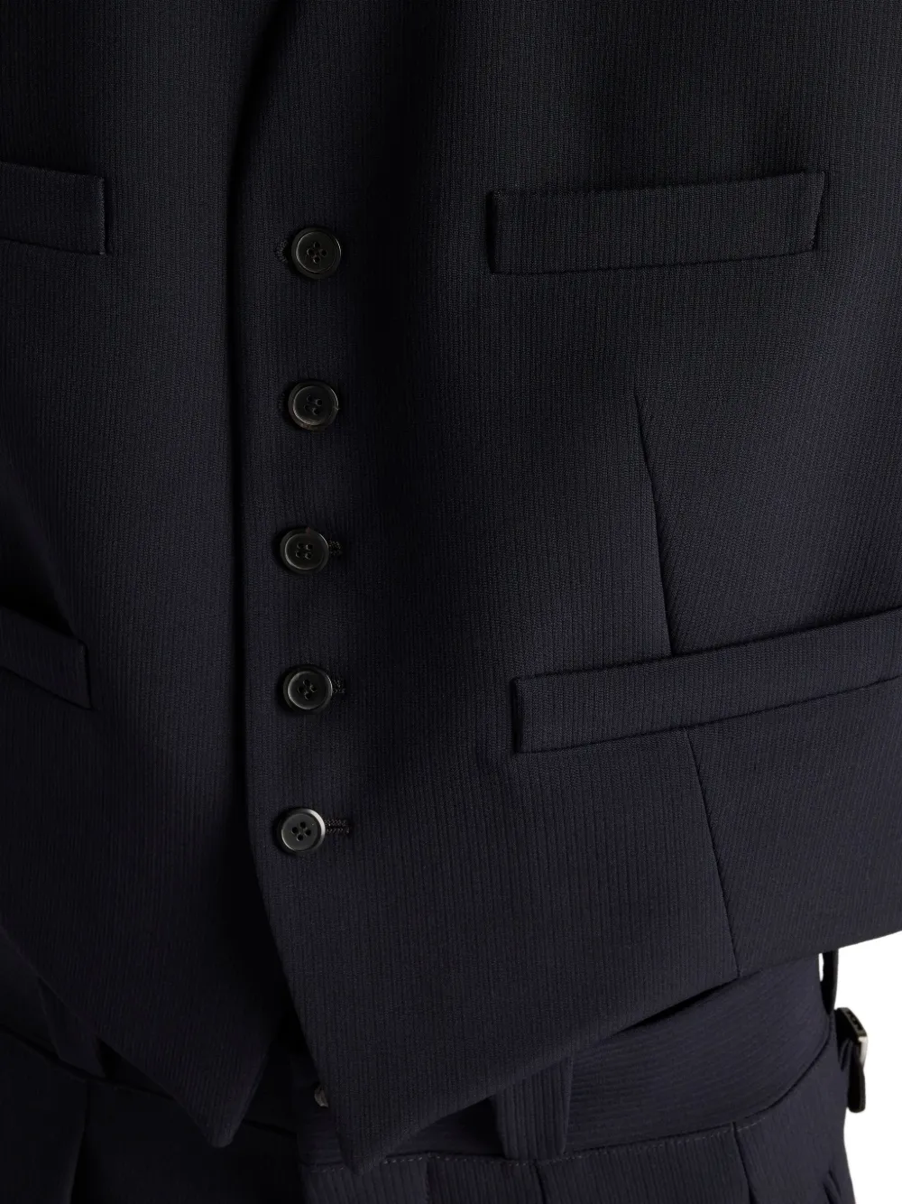 Prada Top met paspelzak en vijf knopen Blauw