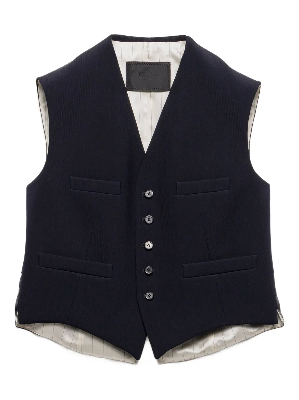Prada Top met paspelzak en vijf knopen Blauw