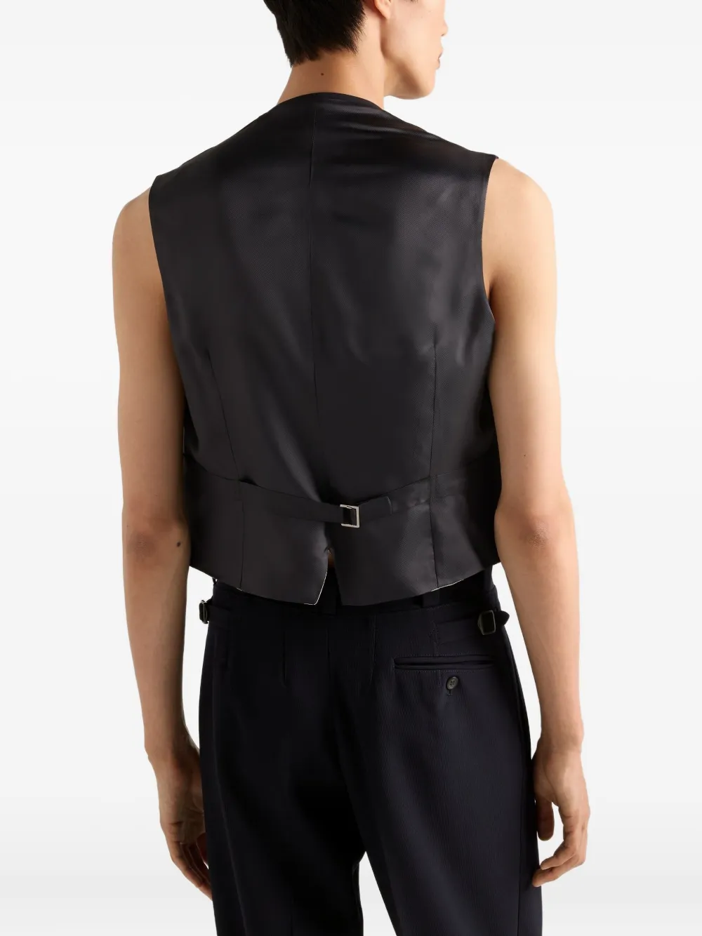 Prada Top met paspelzak en vijf knopen Blauw