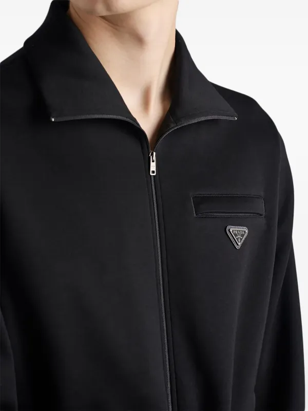 ジャケット・アウター PRADA zip jacket Prada Logo zip-closure Jacket | Black | FARFETCH