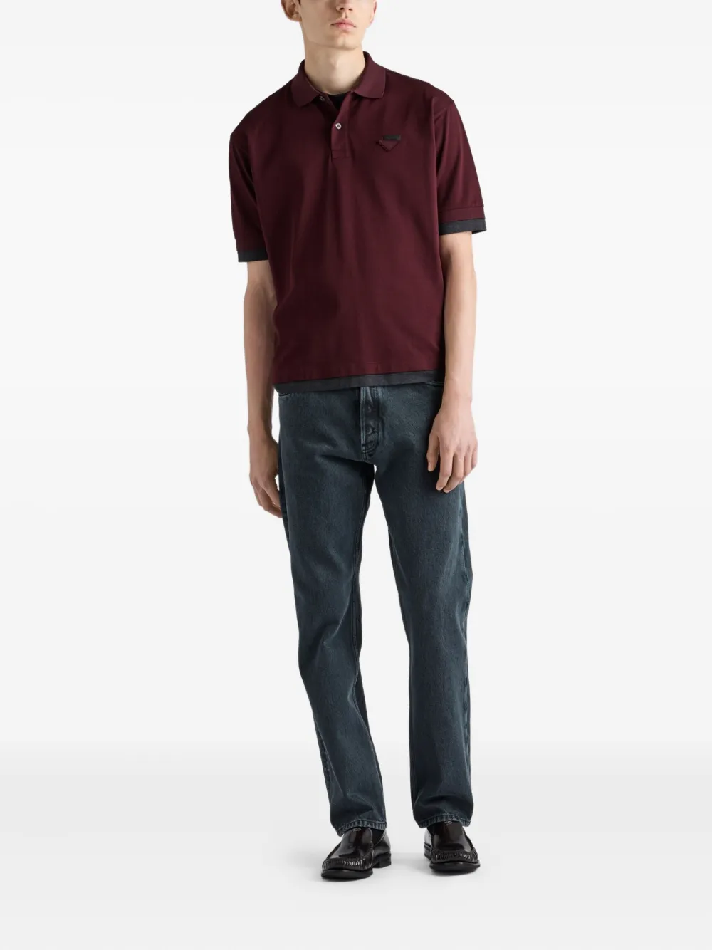 Prada Ribgebreid poloshirt met logo - Rood