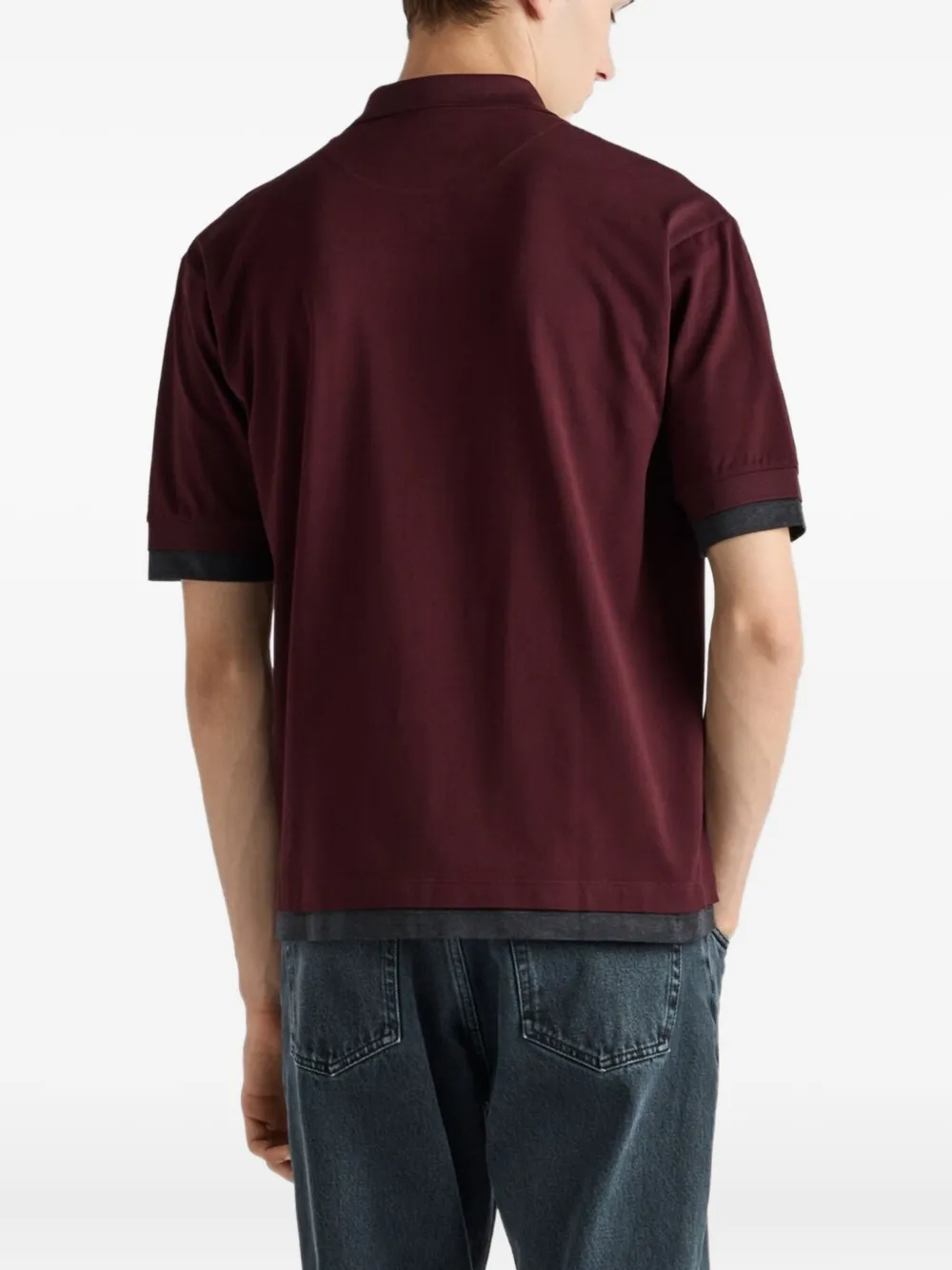 Prada Ribgebreid poloshirt met logo Rood