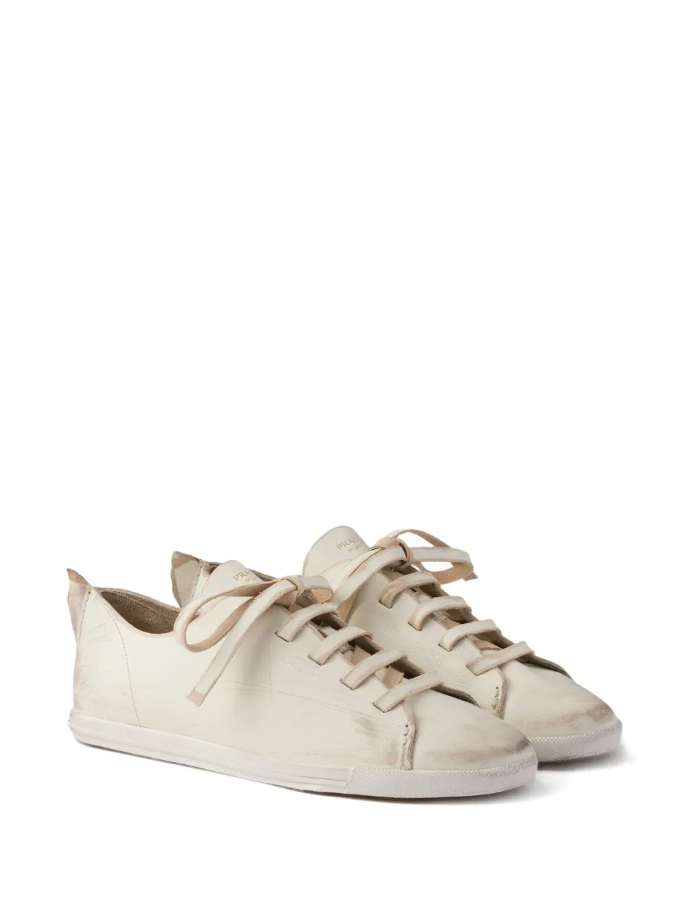 Prada lace-up leather sneakers Neutrals