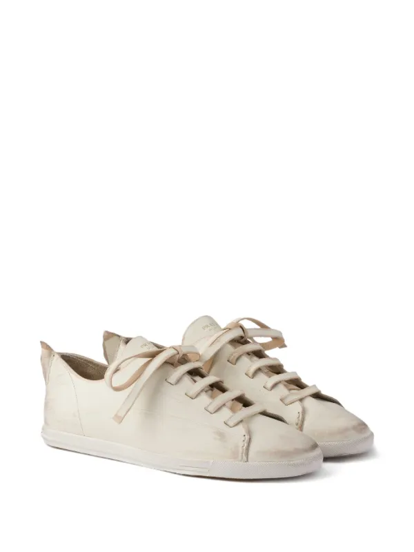 Prada レースアップ レザースニーカー | ニュートラル | FARFETCH JP
