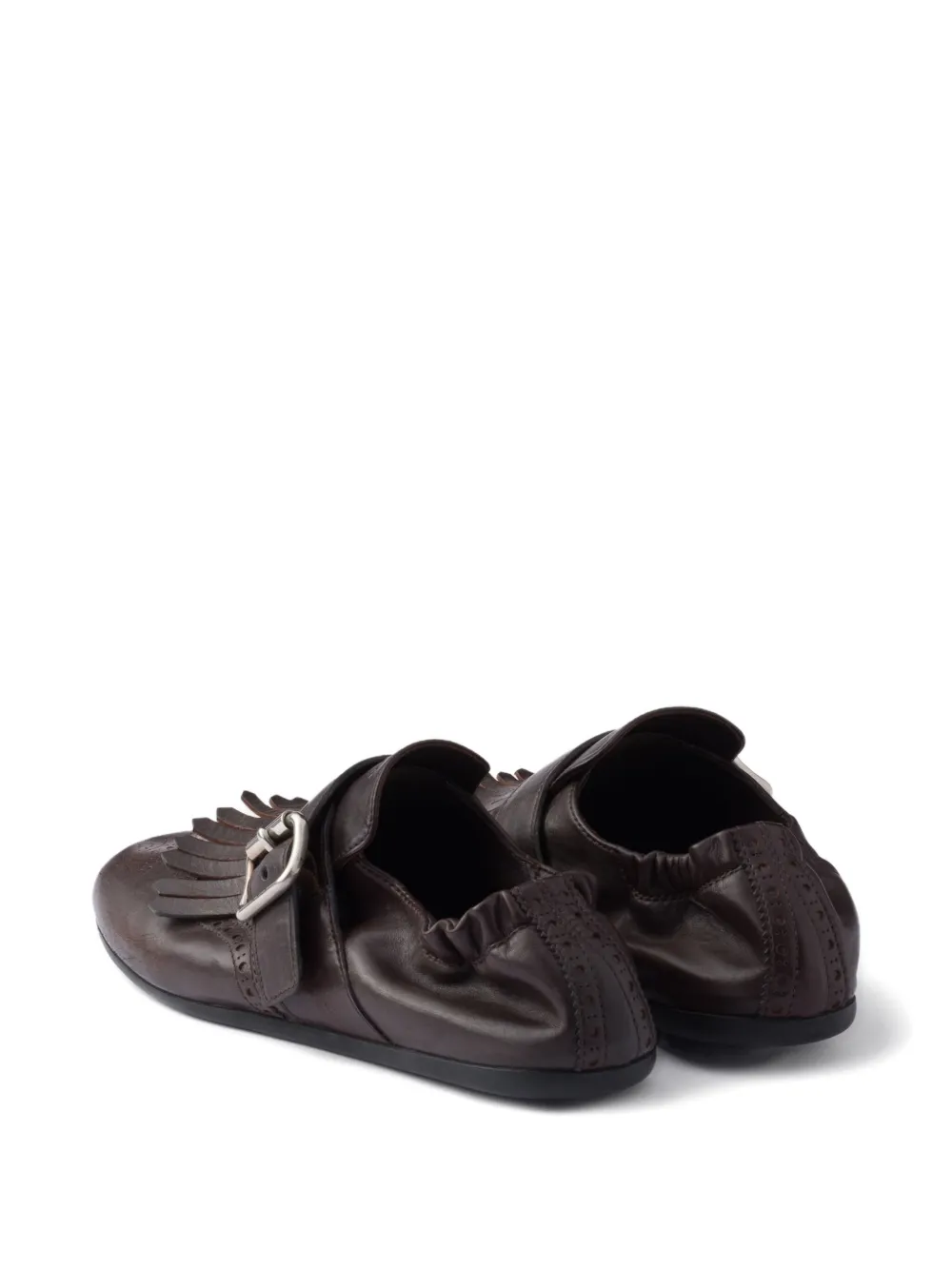 Prada fringed buckle shoes Brown