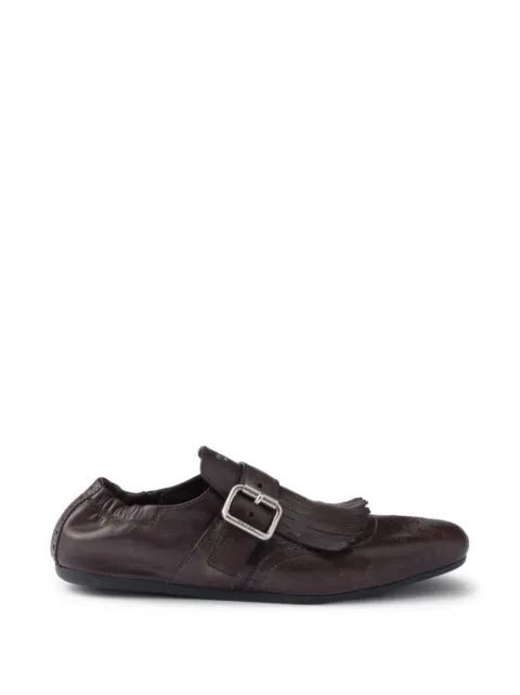 Prada fringed buckle shoes
