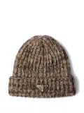 Prada melangé virgin wool beanie - Brown
