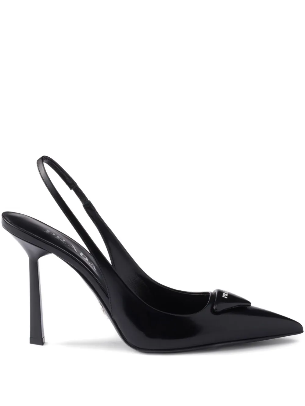 Prada 100mm Slingback Logo Pumps In Black