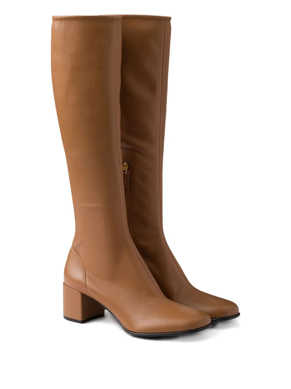 Prada 60mm stretch-nappa leather boots Brown