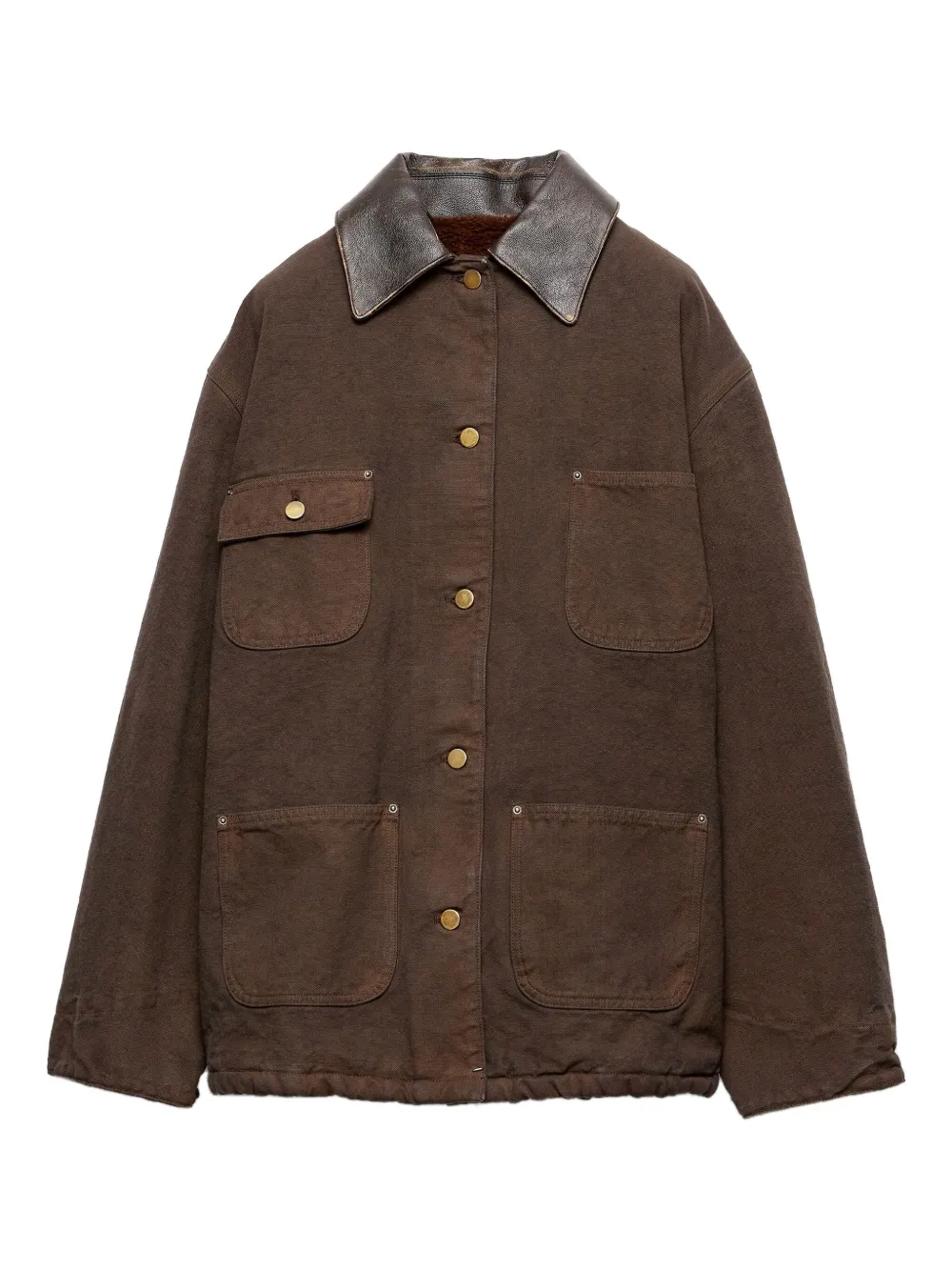 Prada Canvas jack met leren kraag Bruin