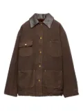 Prada leather-collar canvas jacket - Brown