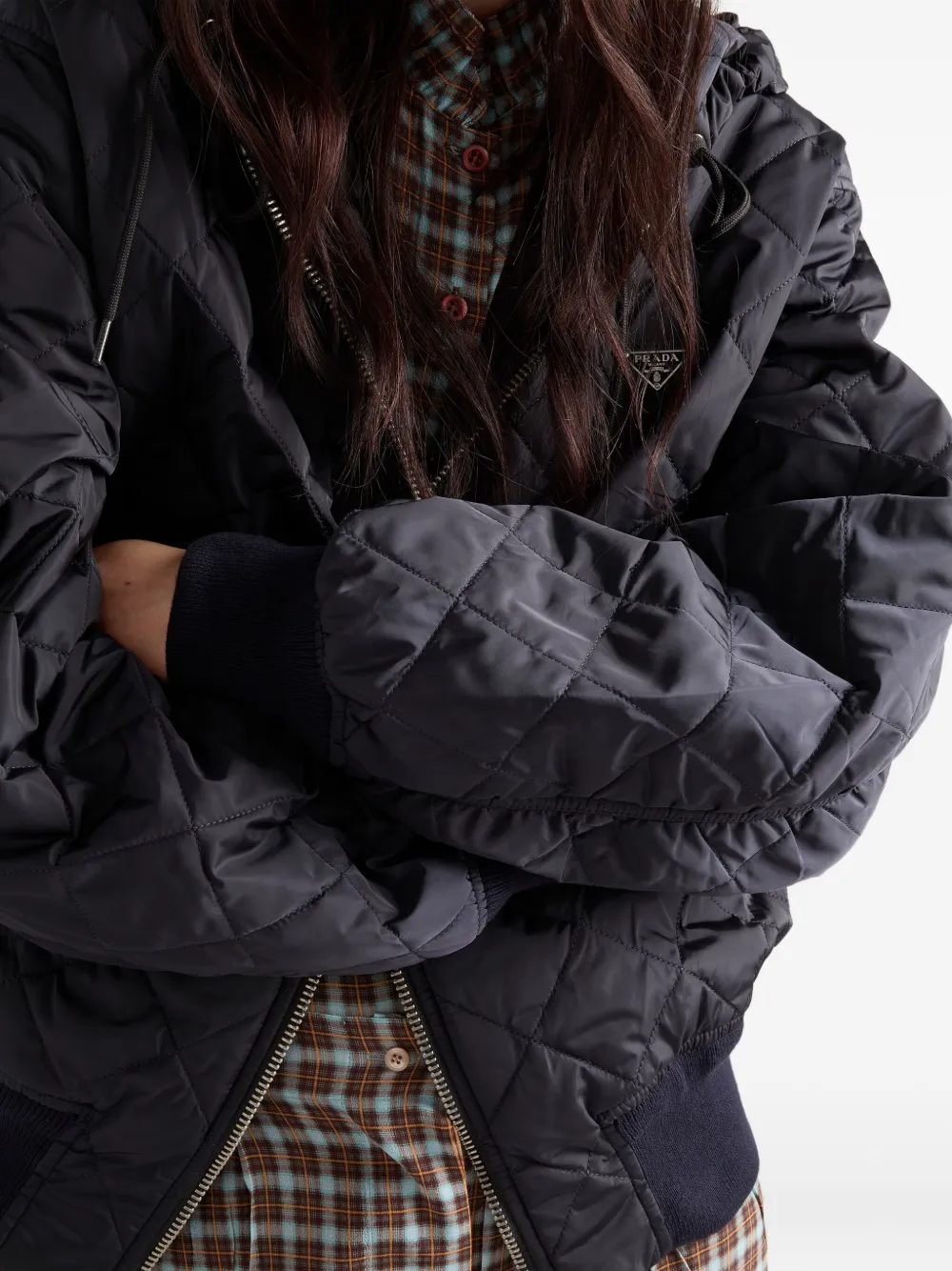 Prada Womens Blue Re Nylon Lightweight Quilted Woven Jacket In Blue