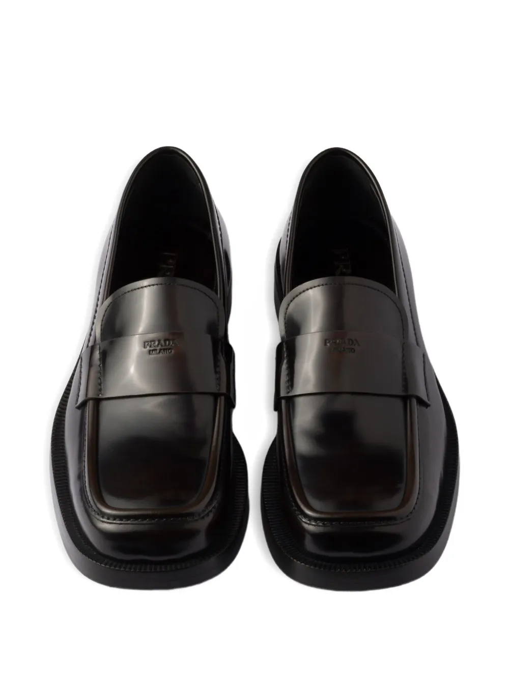 Prada brushed leather loafers Brown