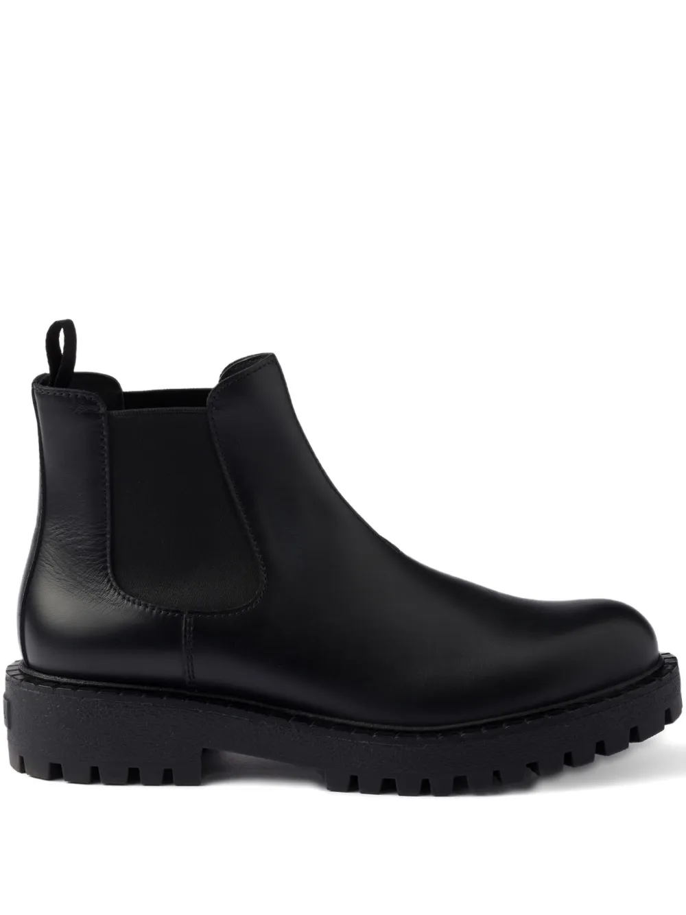 Prada Leren laarzen met elastische gesp Zwart