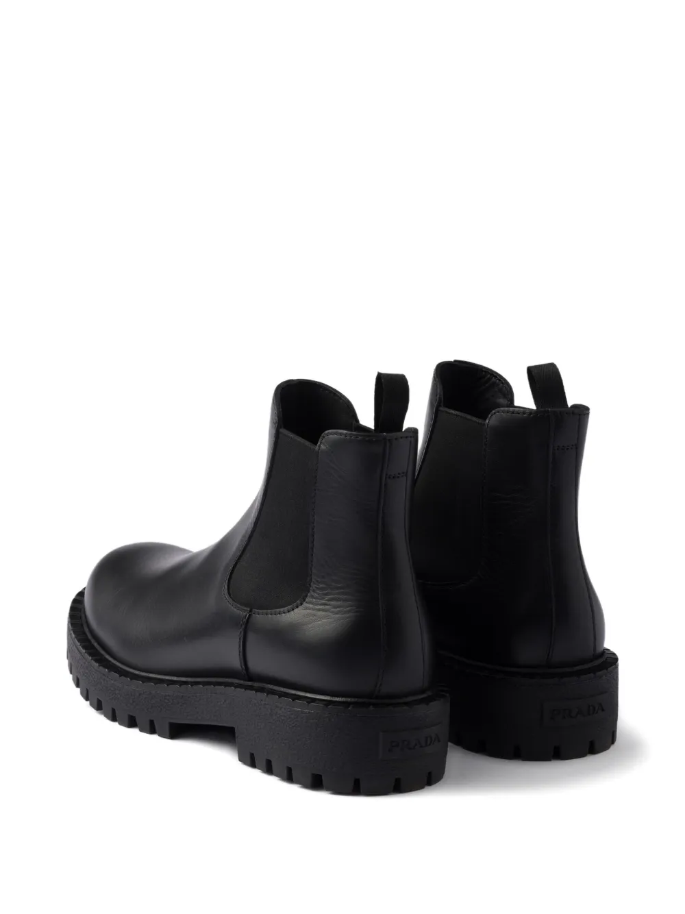 Prada Leren laarzen met elastische gesp Zwart