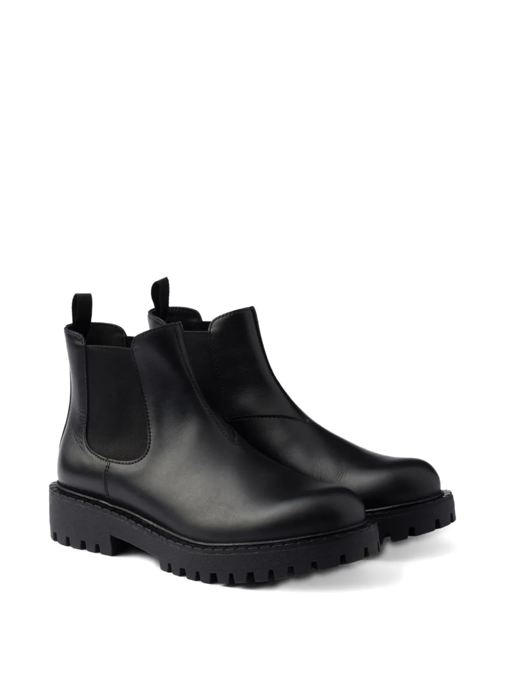 Prada Leren laarzen met elastische gesp Zwart