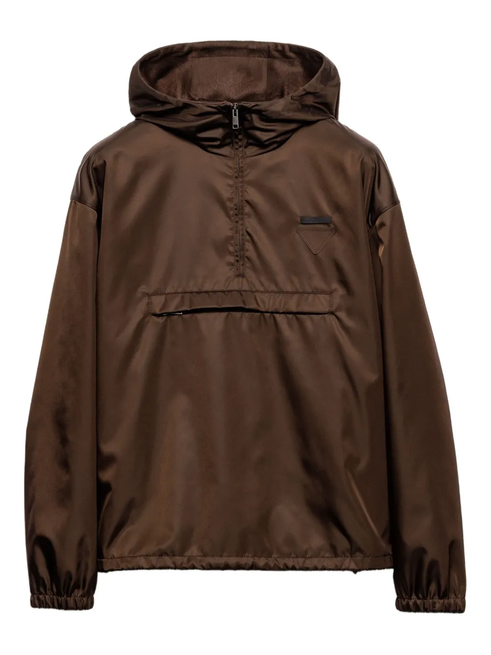 Prada Re-Nylon jack met capuchon Bruin