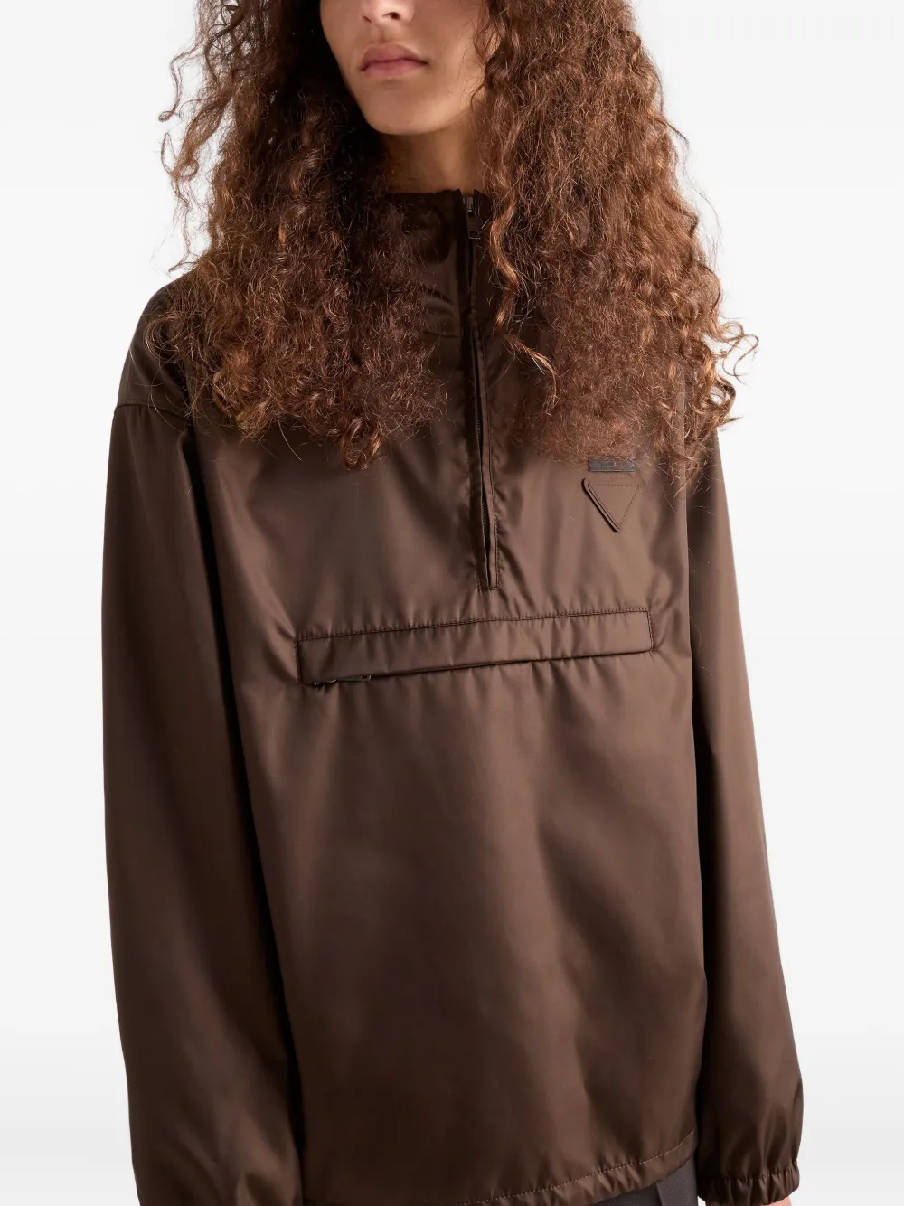 Prada Re-Nylon jack met capuchon Bruin