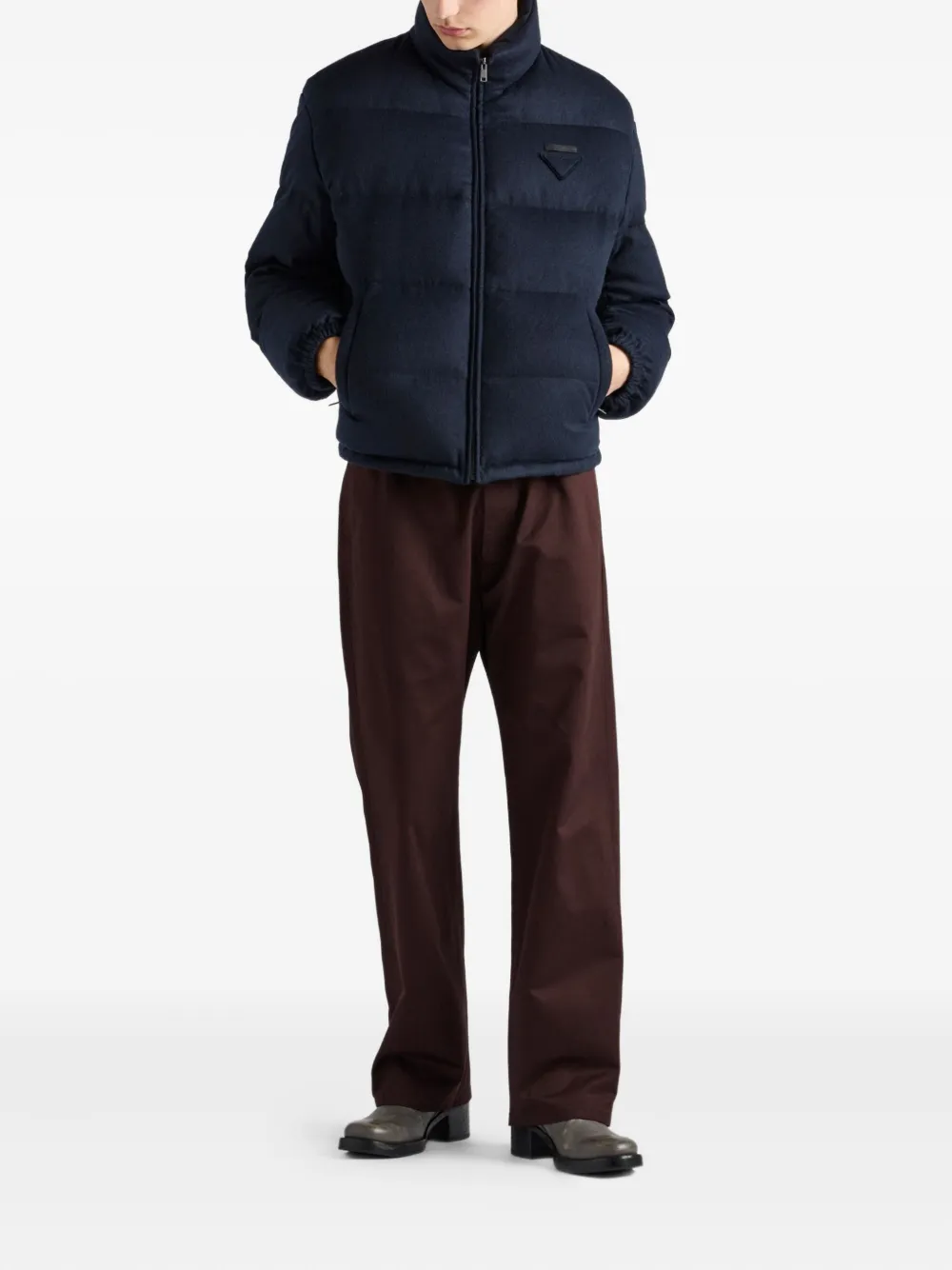 Prada cashmere quilted down jacket F0008 BLUE