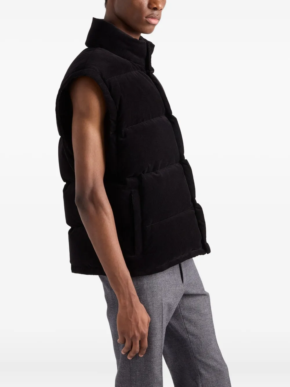 Prada Ribfluwelen donsjack Zwart