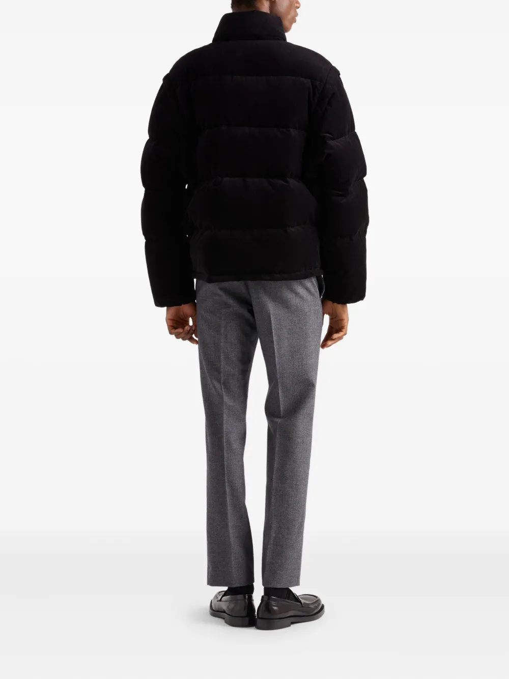 Prada Ribfluwelen donsjack Zwart