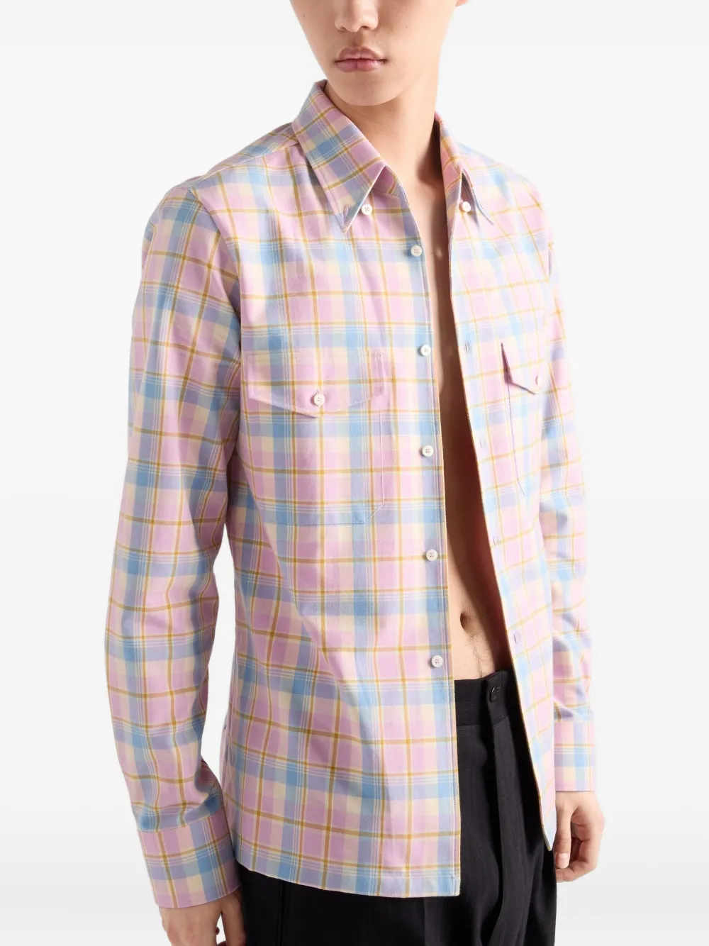 Prada Geruit overhemd met opgestikte zak - F0E18 PINK