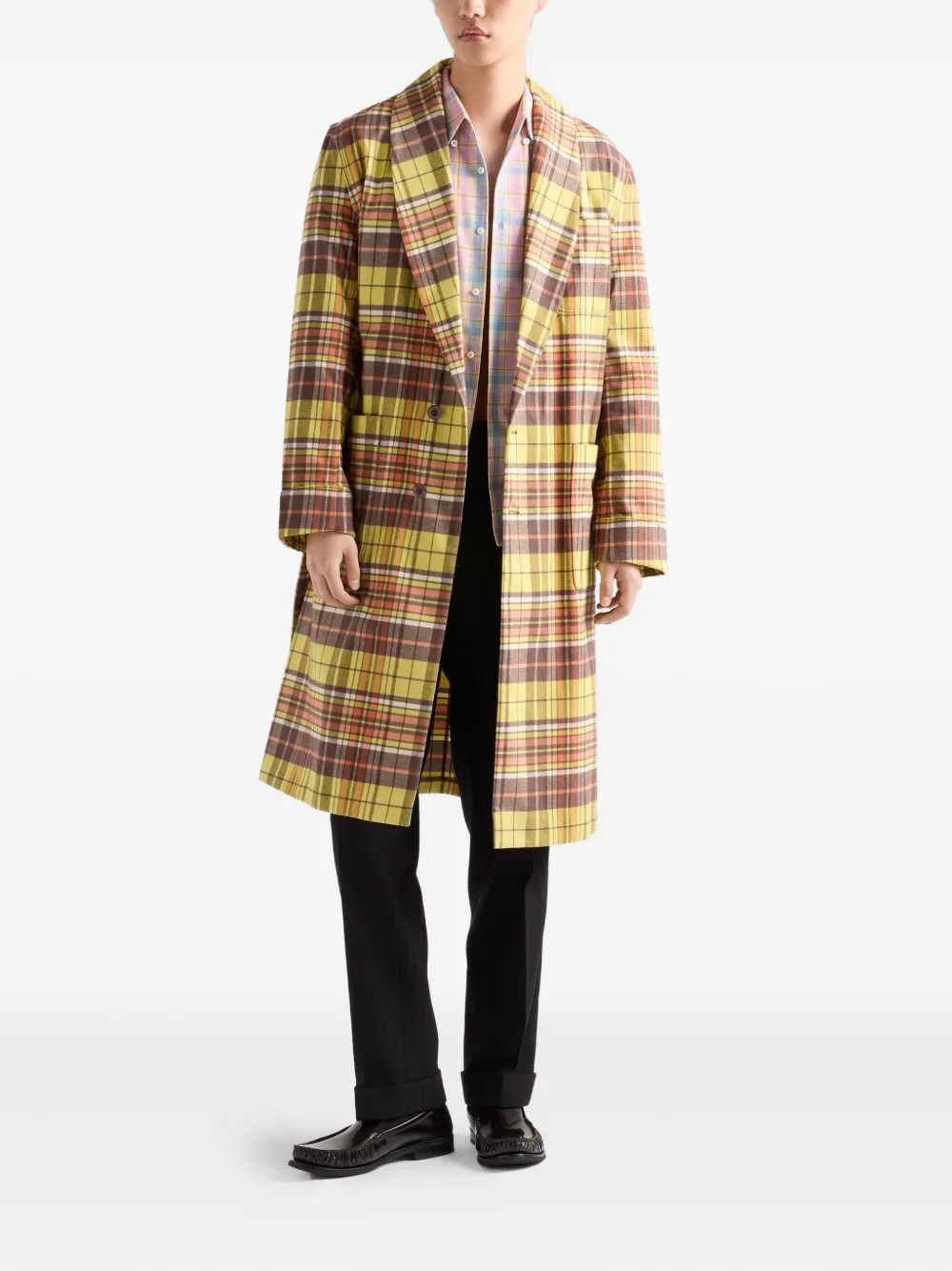 Prada Geruit overhemd met opgestikte zak F0E18 PINK