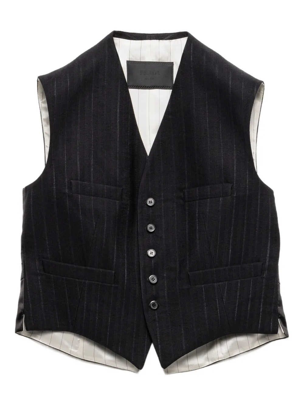 Prada Pinstripe Five-button Vest In Black