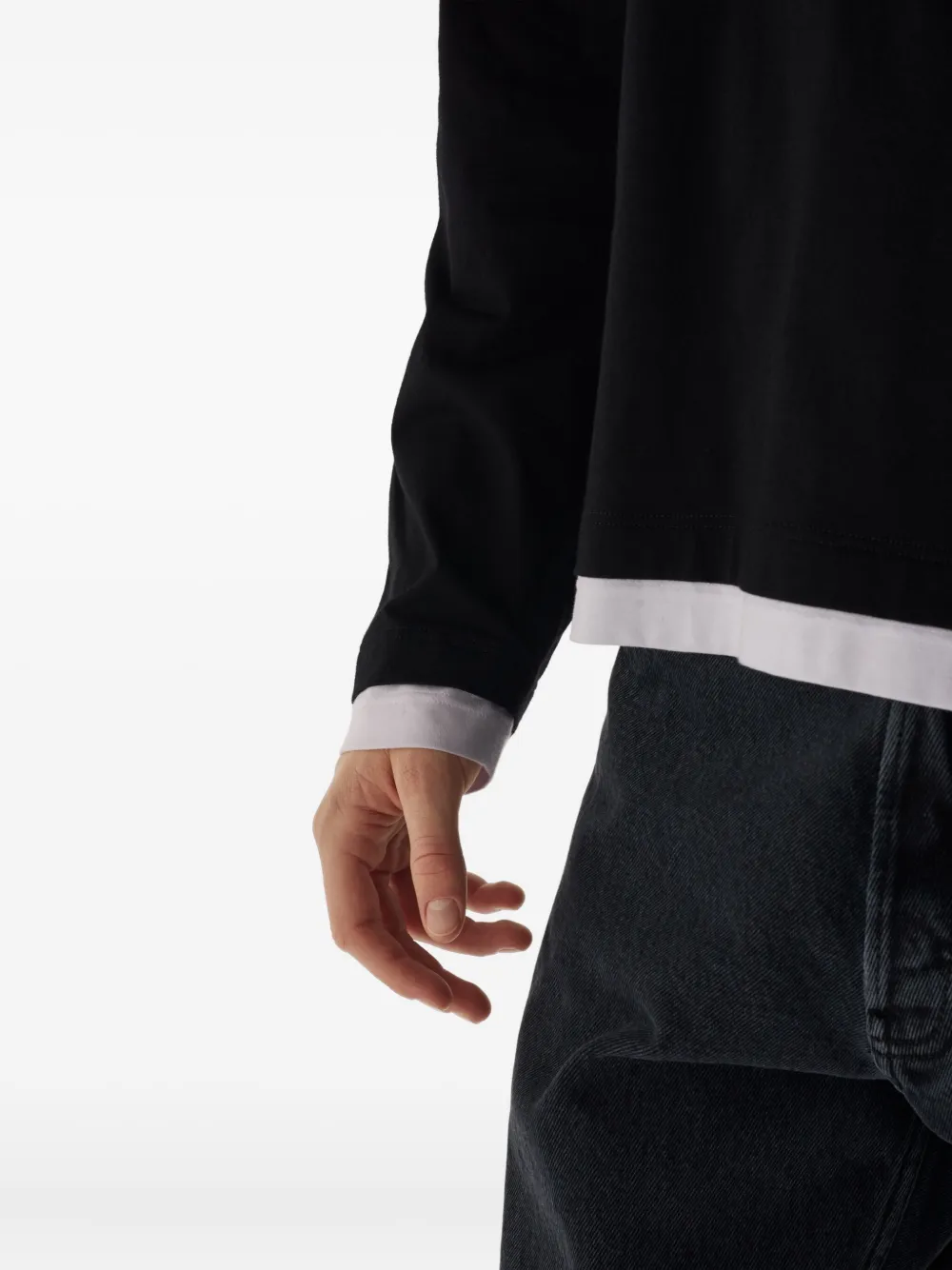 Prada Katoenen T-shirt met triangel-logo Zwart